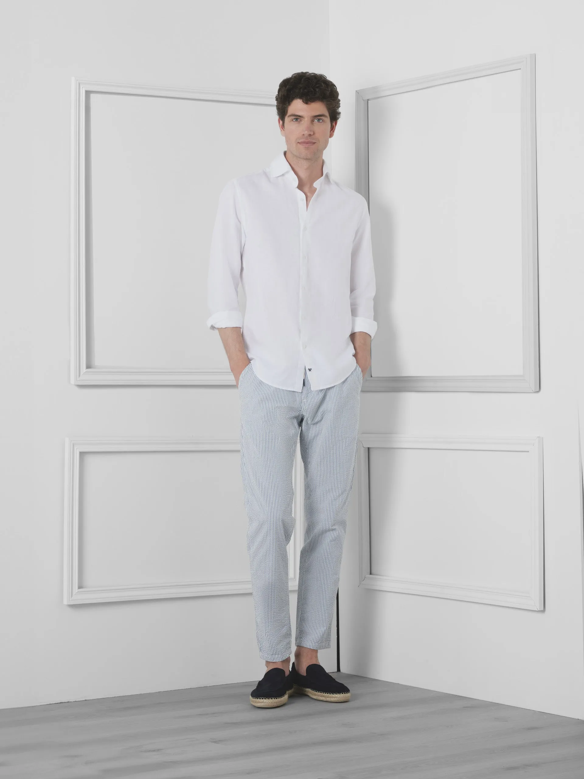 Camisa vestir unique lino blanca