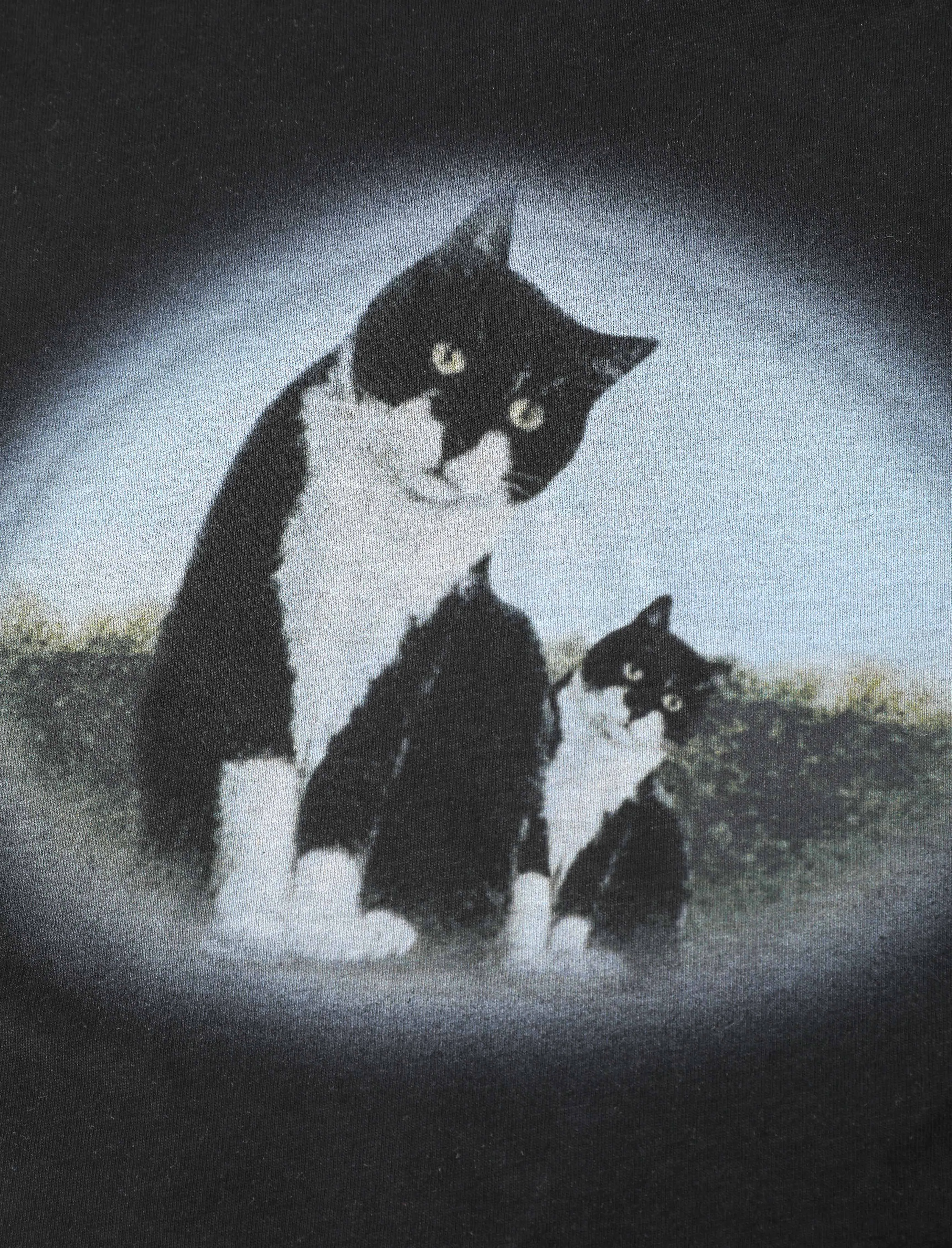 Camiseta Crop con Estampado de Gato