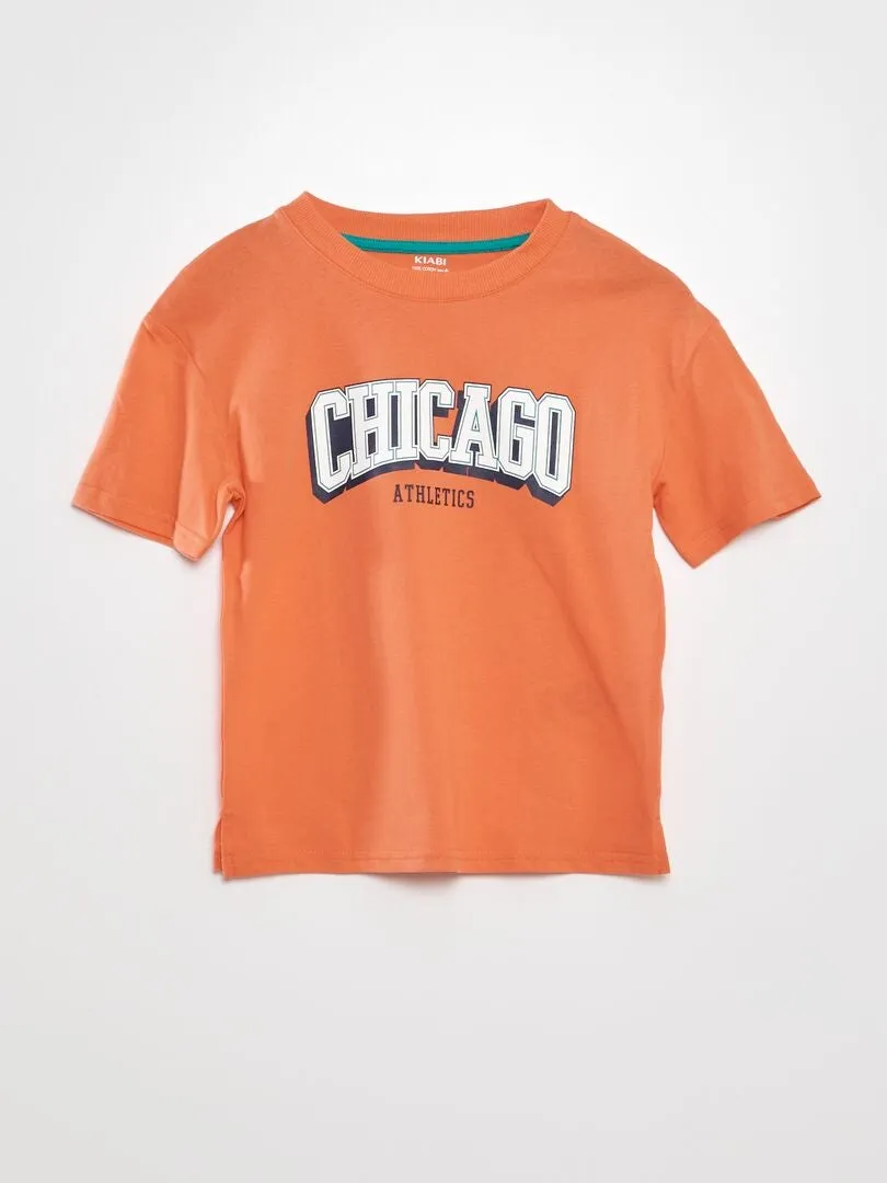 CAMISETA ESTAMPADA 'CHICAGO' CORTE LOOSE  ROJO