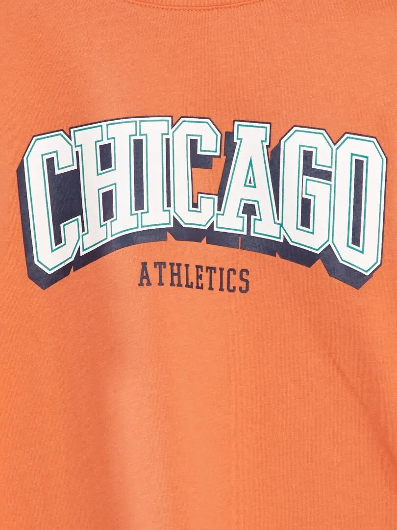 CAMISETA ESTAMPADA 'CHICAGO' CORTE LOOSE  ROJO