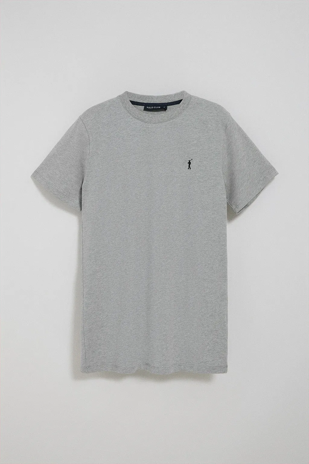 Camiseta gris vigoré con cuello redondo y logo bordado Rigby Go