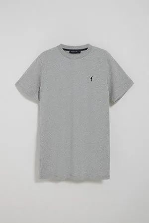 Camiseta gris vigoré con cuello redondo y logo bordado Rigby Go