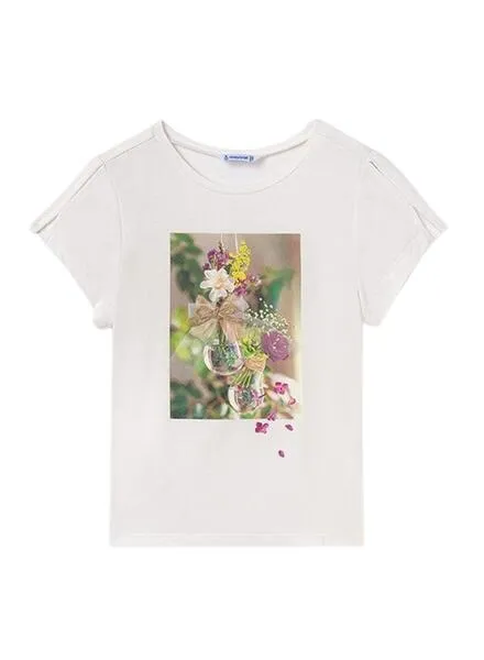 Camiseta Mayoral Flores Blanco para Niña