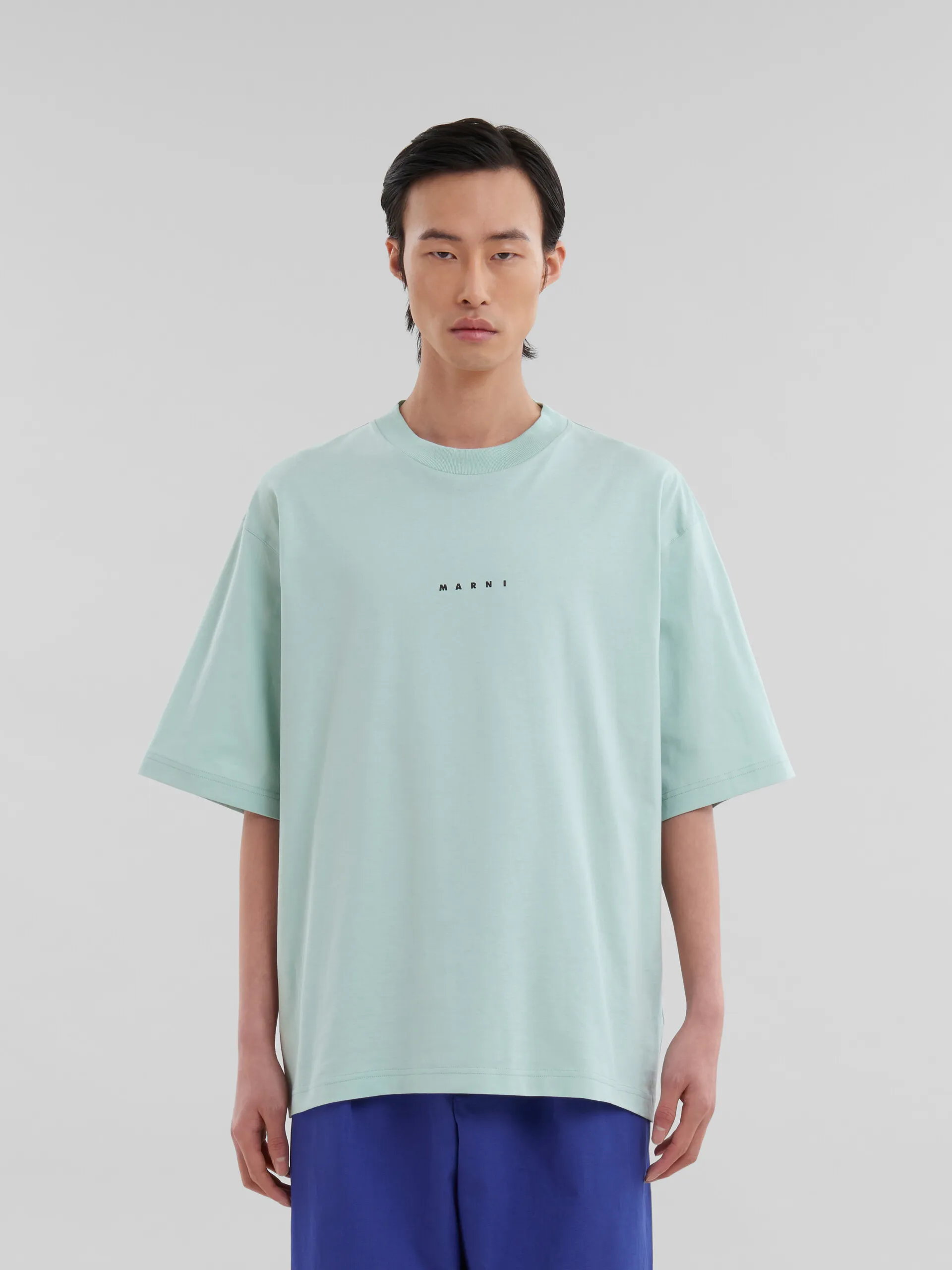 Camiseta verde de algodón orgánico con minilogotipo Marni