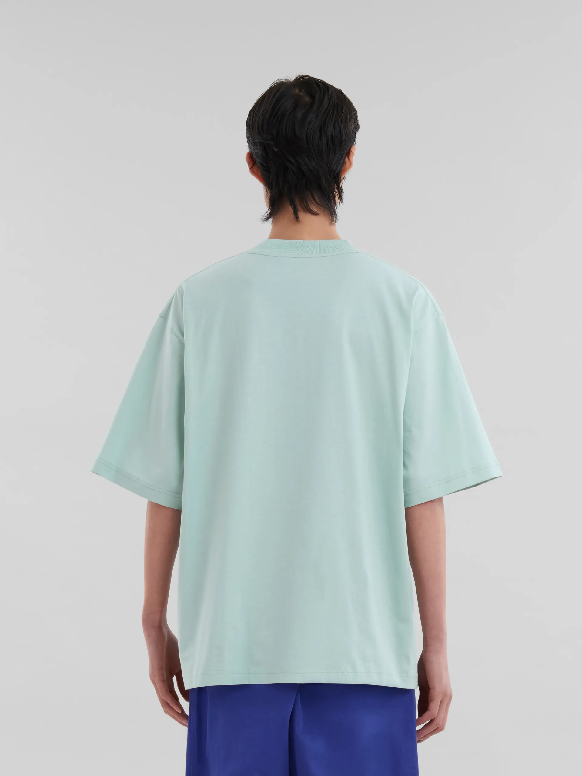Camiseta verde de algodón orgánico con minilogotipo Marni