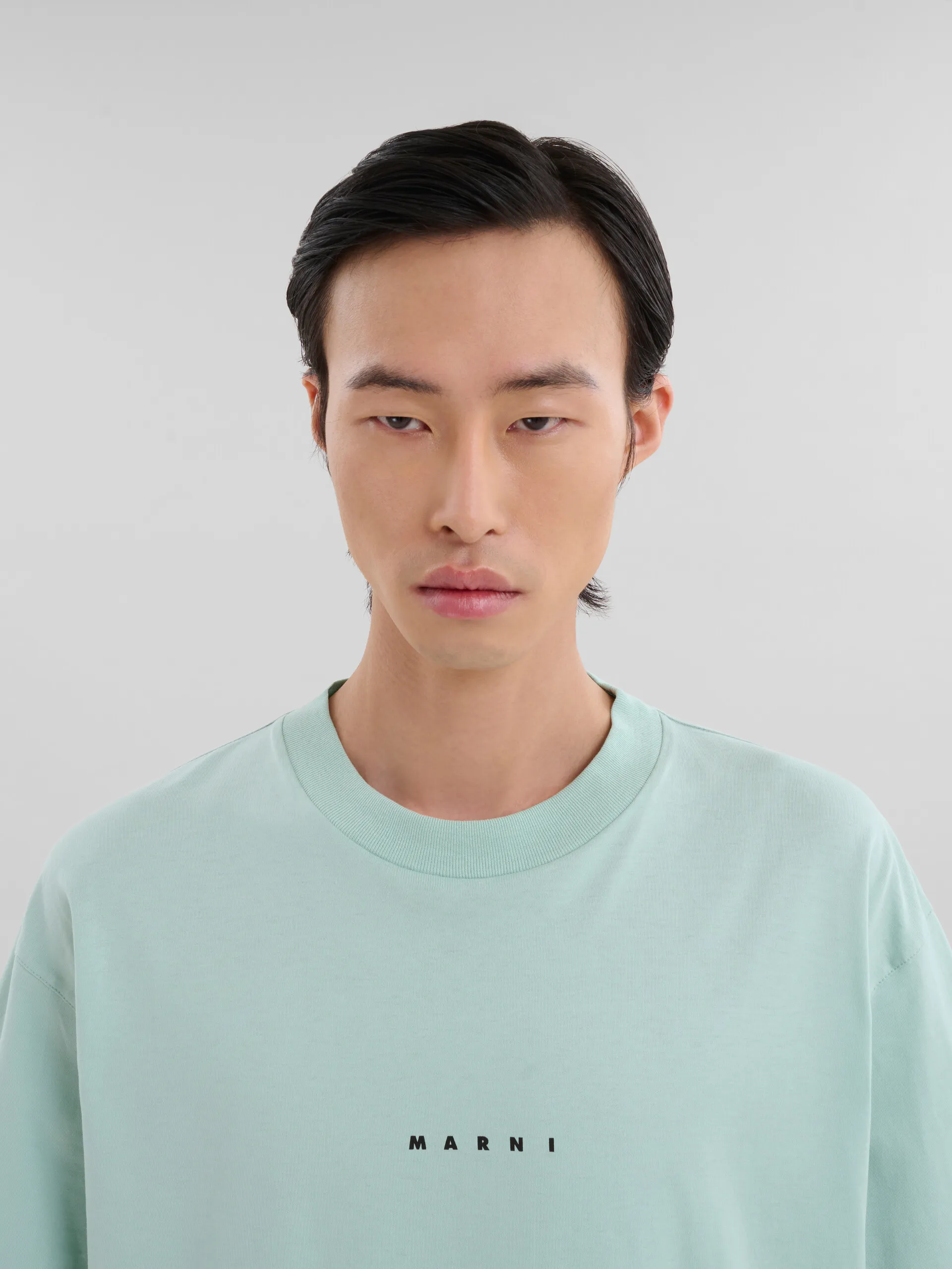 Camiseta verde de algodón orgánico con minilogotipo Marni