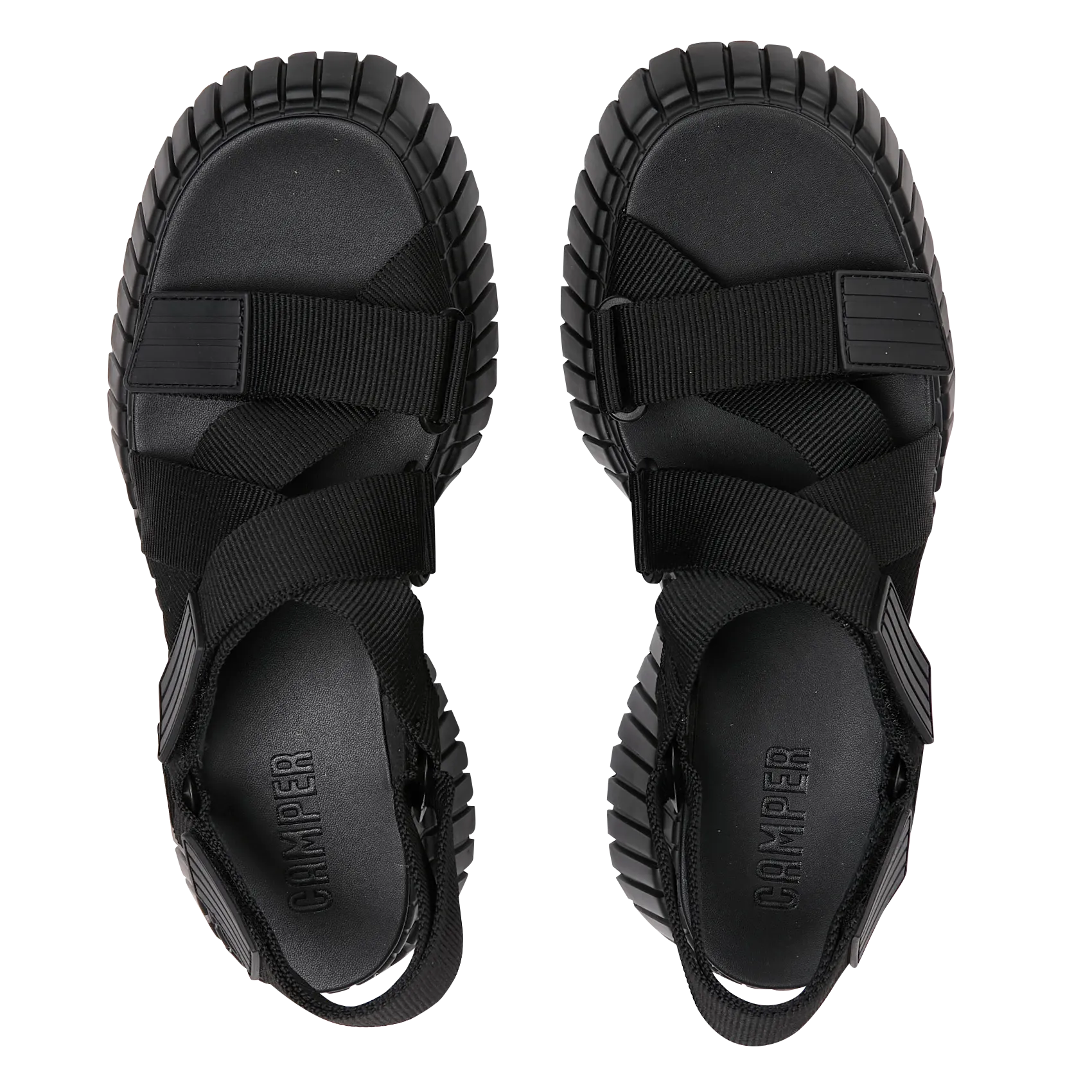CAMPER BCN  SANDALIAS CON CUñA DE MEZCLA DE FIBRAS RECICLADAS EN NEGRO
