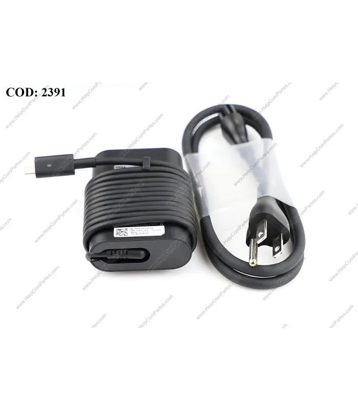 CARGADOR DELL USBC 45W 5V/20V2/2.25A 100240V~ US 5060HZ 3PRONG+ CABLE PODER