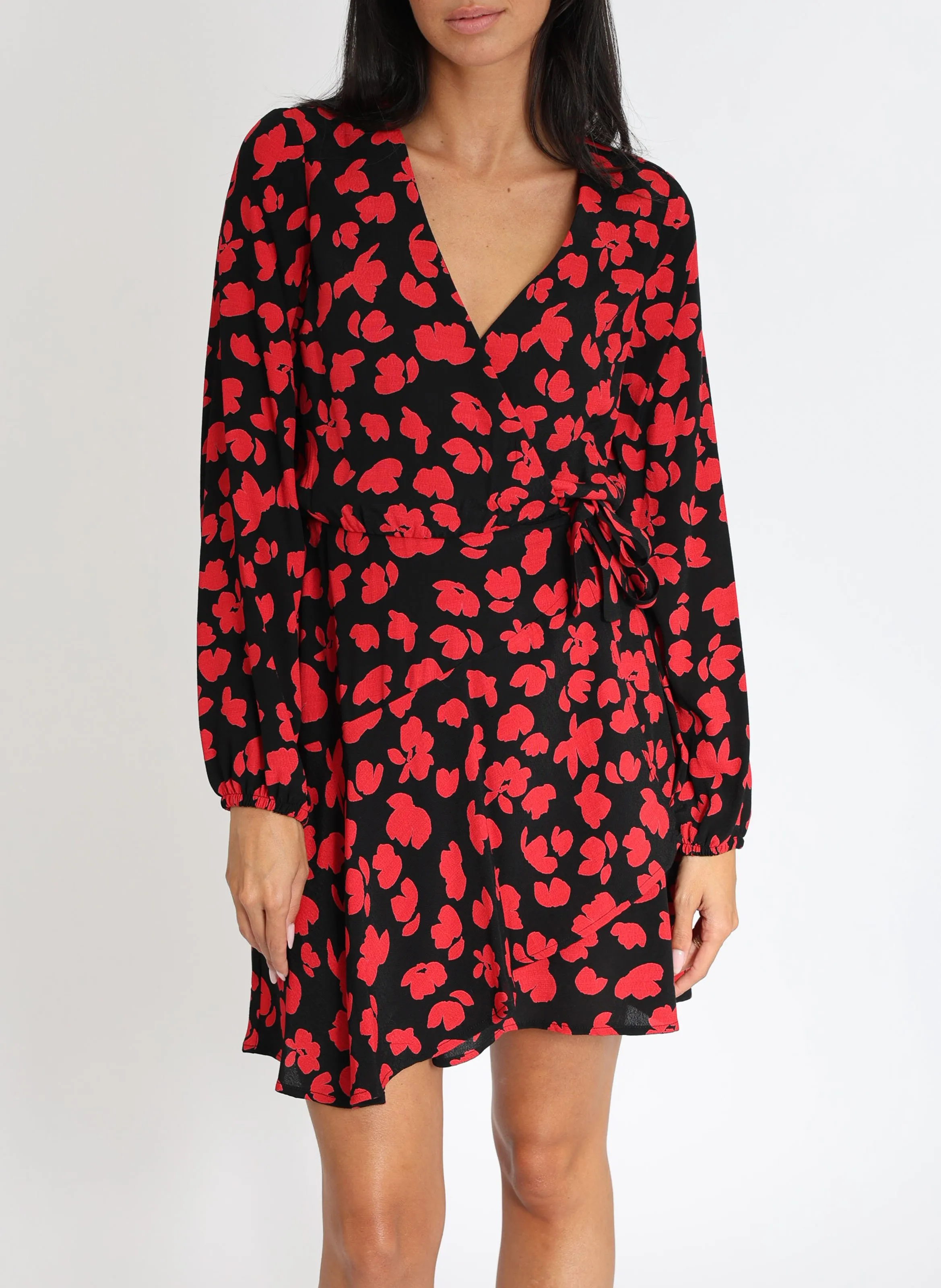 CARMEN  VESTIDO CRUZADO ESTAMPADO EN NEGRO