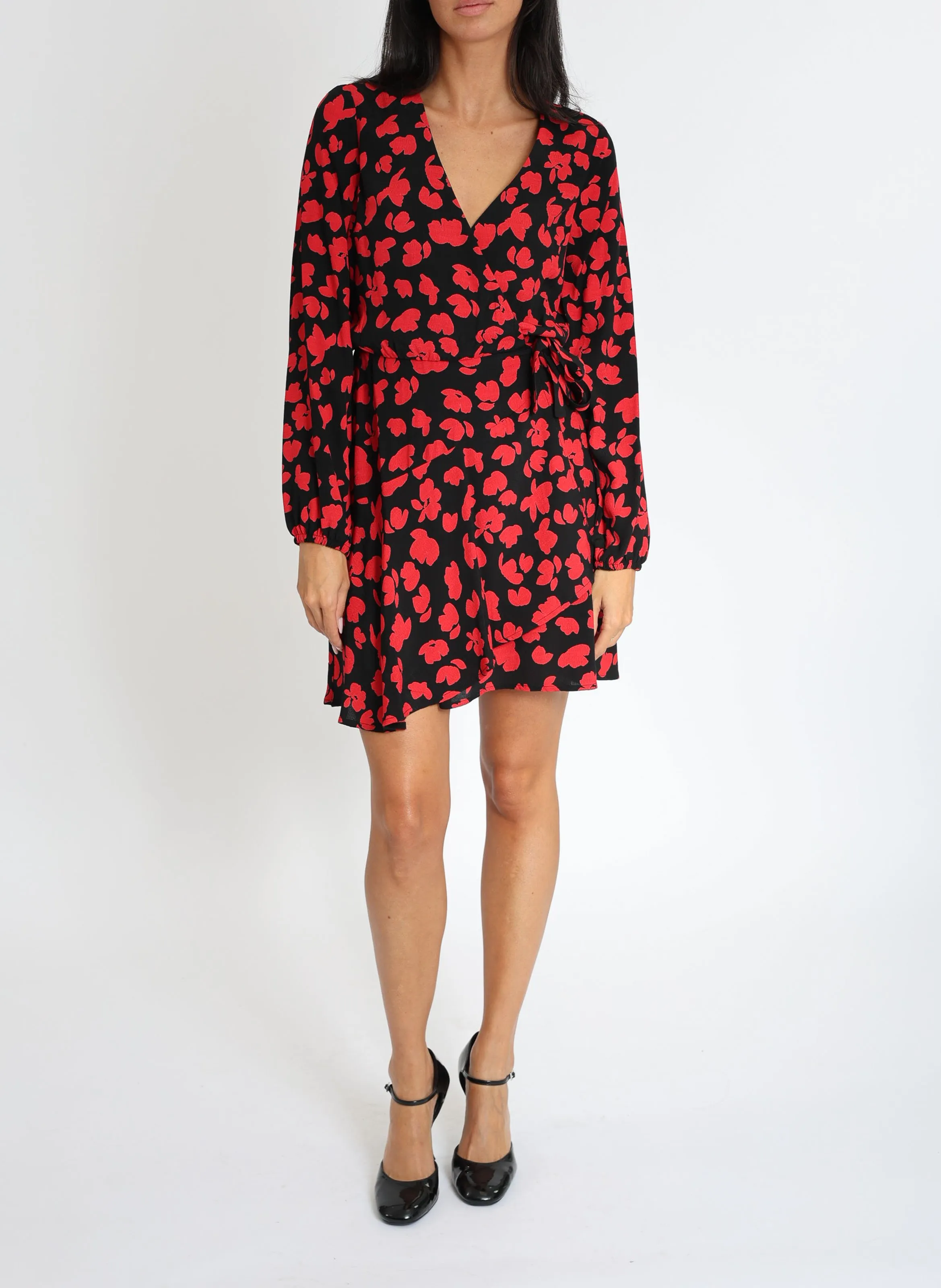CARMEN  VESTIDO CRUZADO ESTAMPADO EN NEGRO