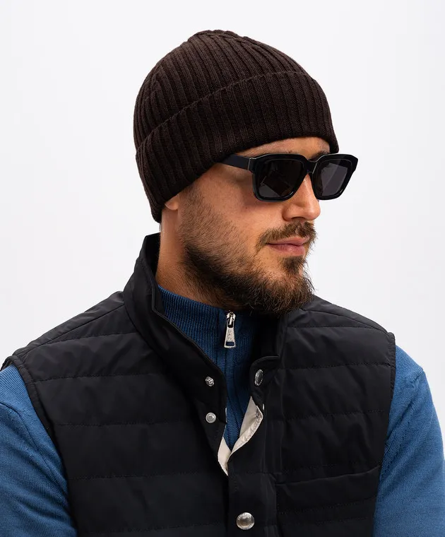 Cashmere&Whiskey Brown hat made of merino wool