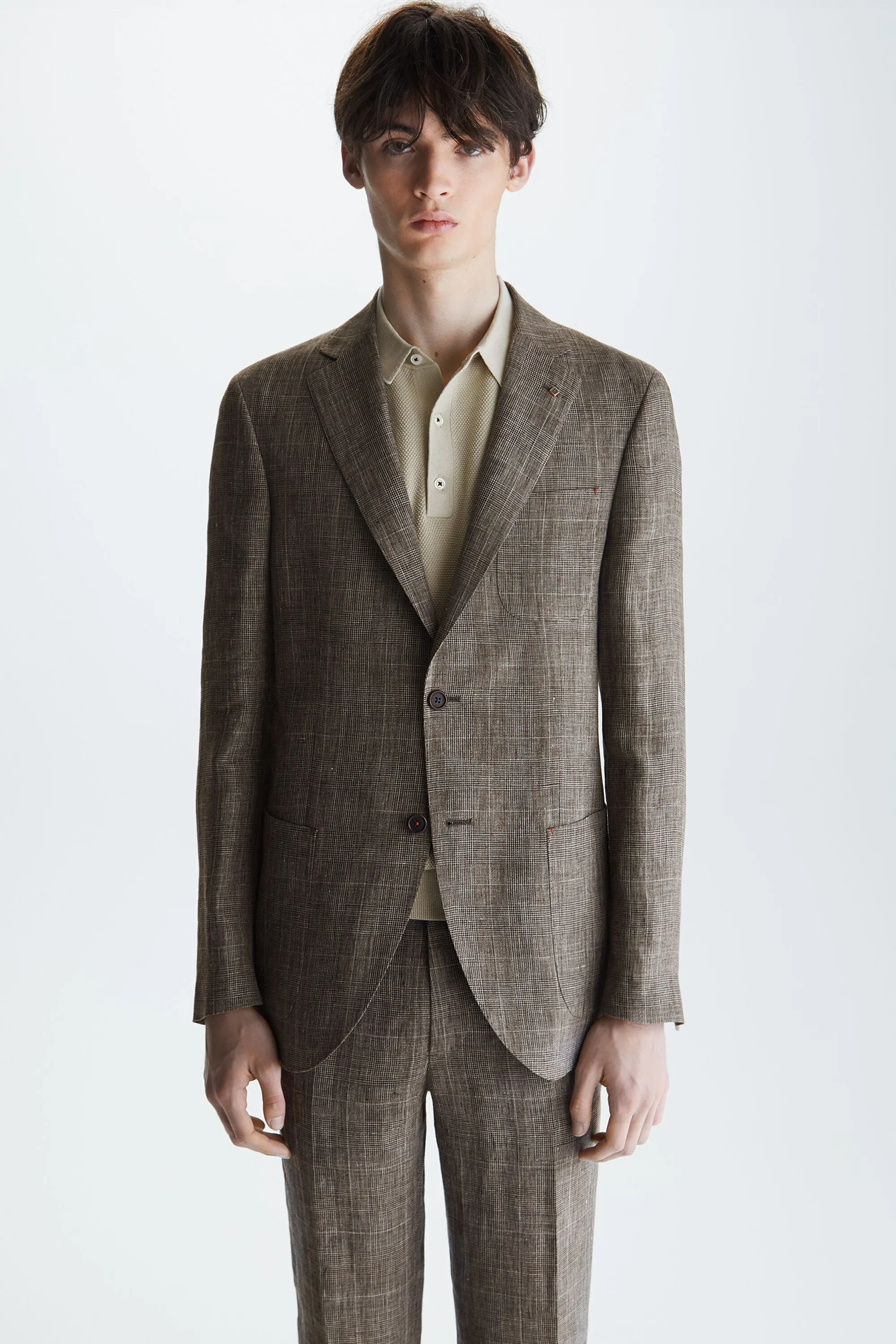 CHAQUETA DE TRAJE RELAXED FIT LINO CUADRO GALES