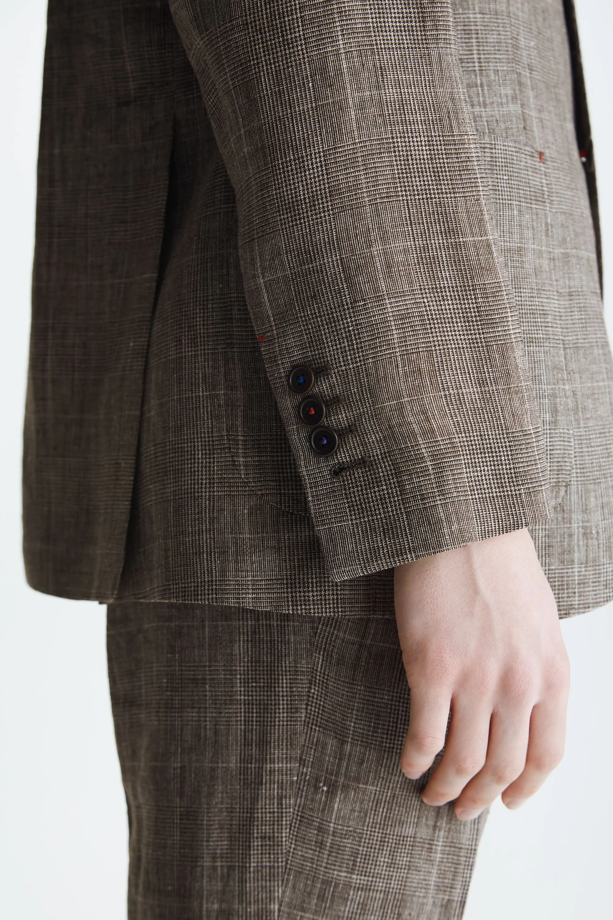 CHAQUETA DE TRAJE RELAXED FIT LINO CUADRO GALES