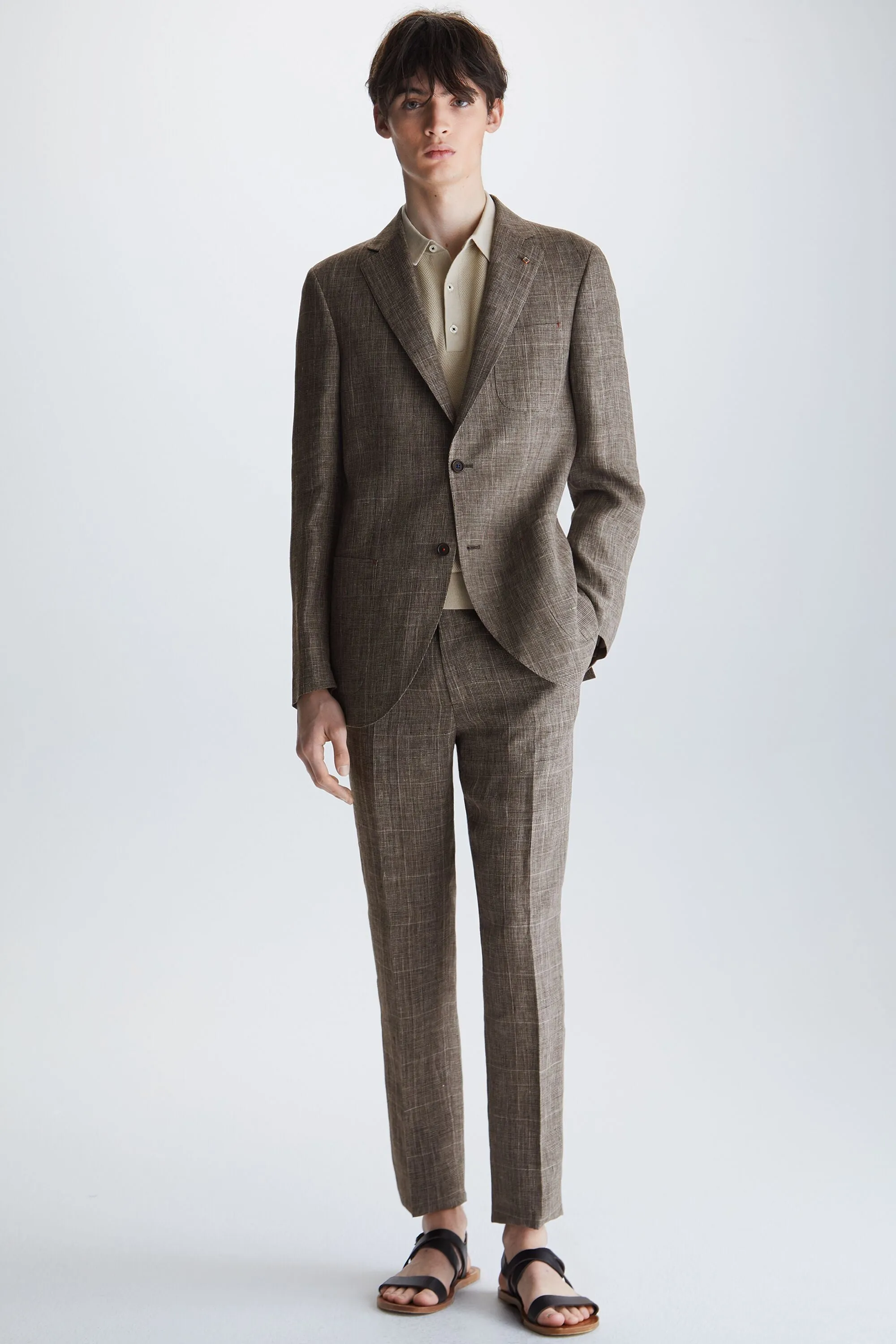 CHAQUETA DE TRAJE RELAXED FIT LINO CUADRO GALES