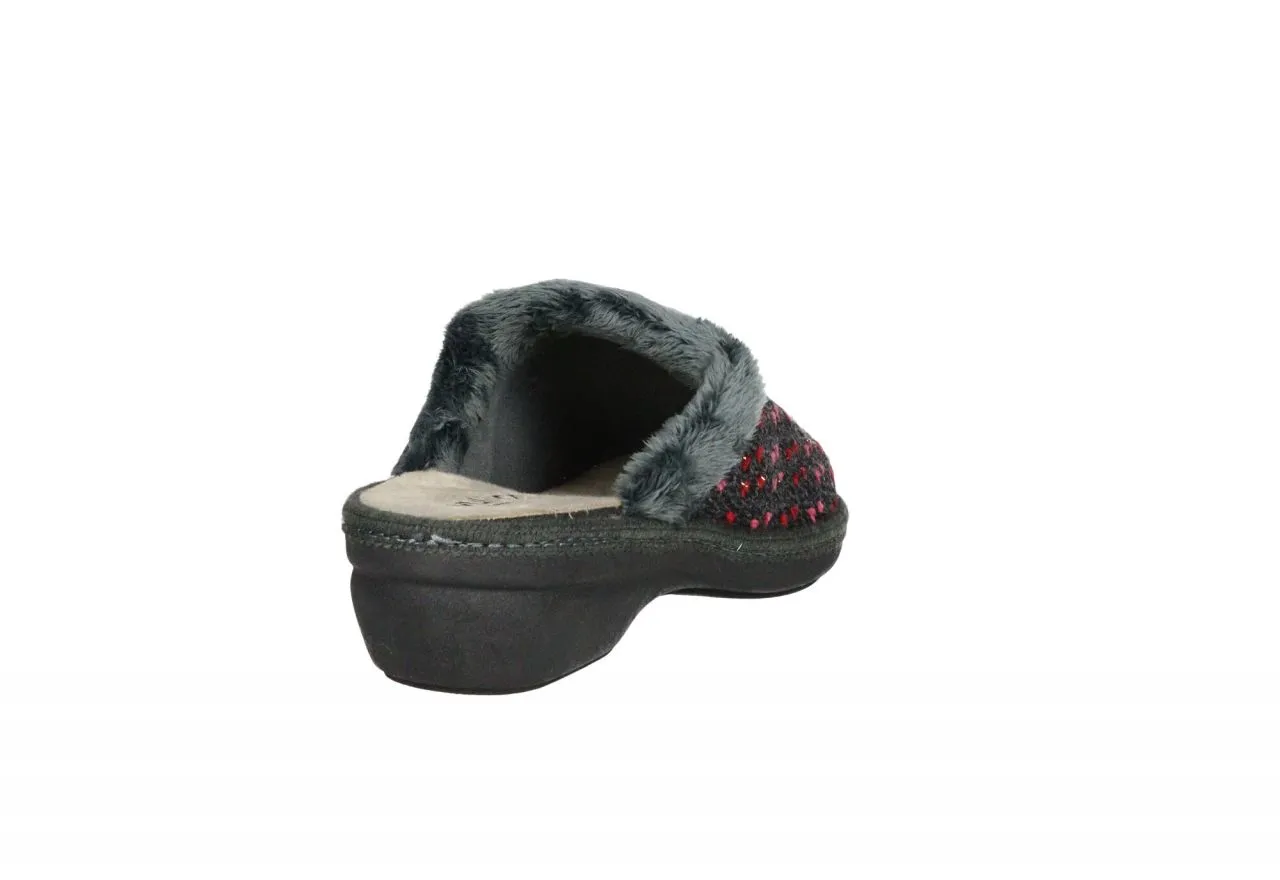 Chinela Gris Estampado Filo Pelo CuÑa Baja