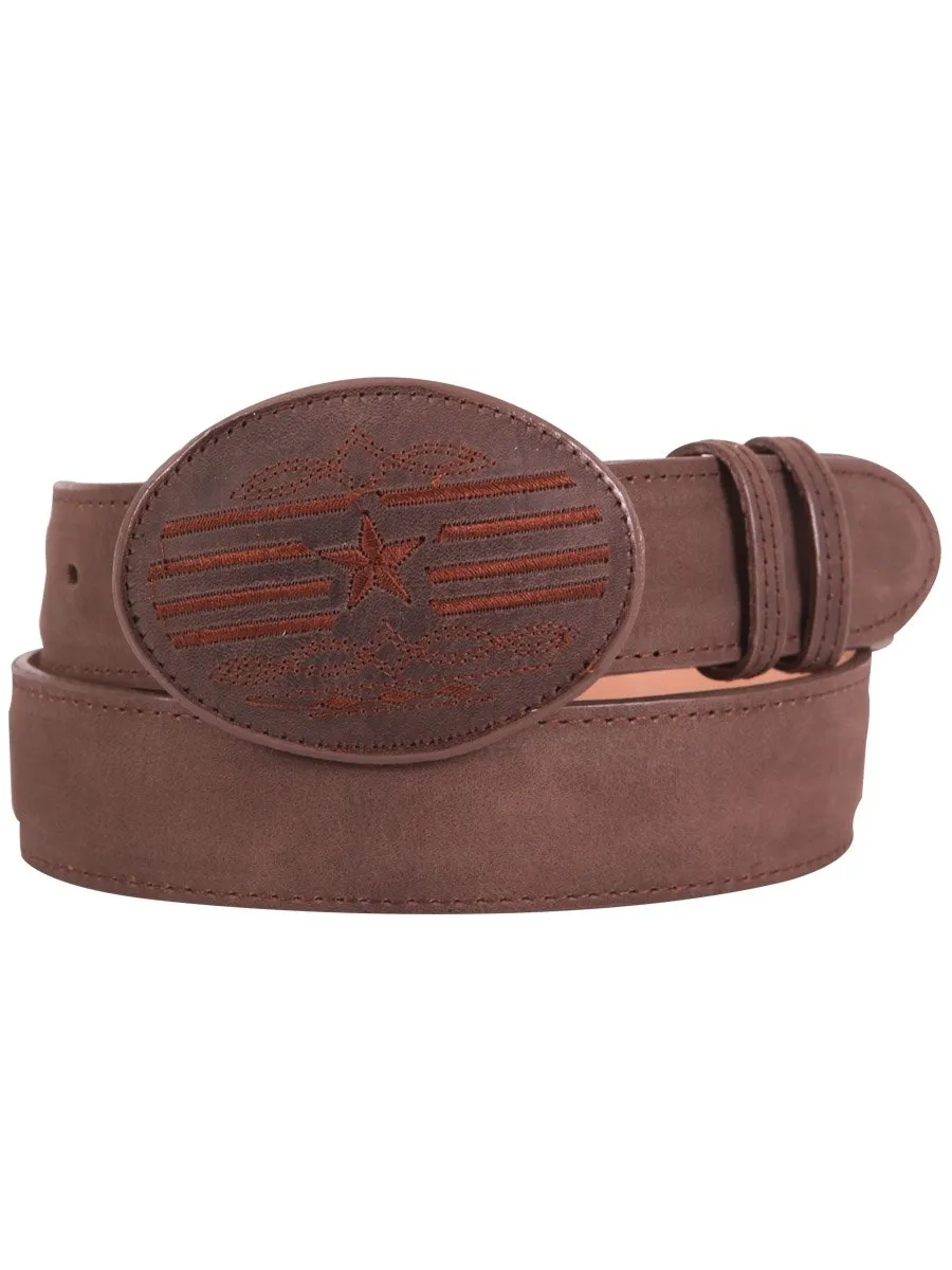 CINTO VAQUERO CLASICO PIEL ÁLAMO PARA HOMBRE 'EL GENERAL' *CAFE41999*