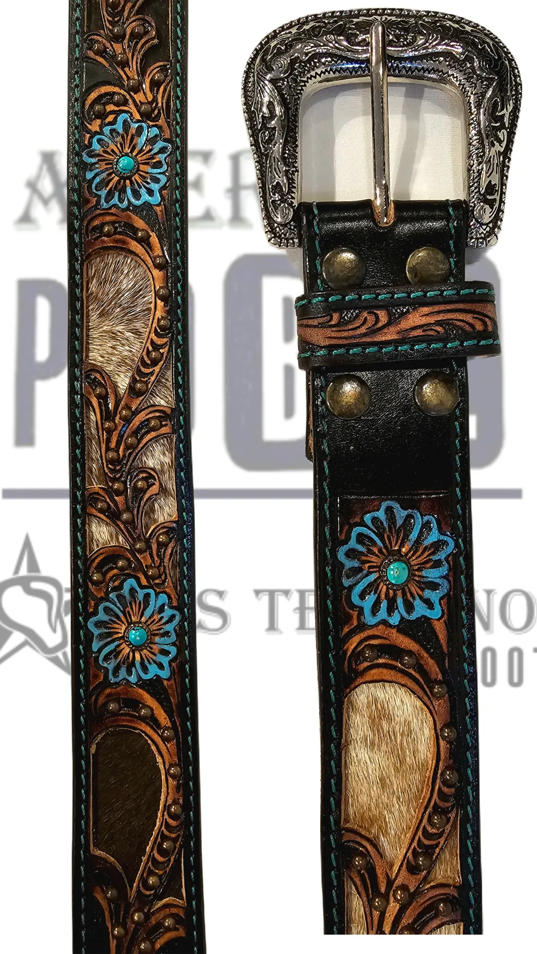 Cinturon cincelado con resacado negro American pro bull