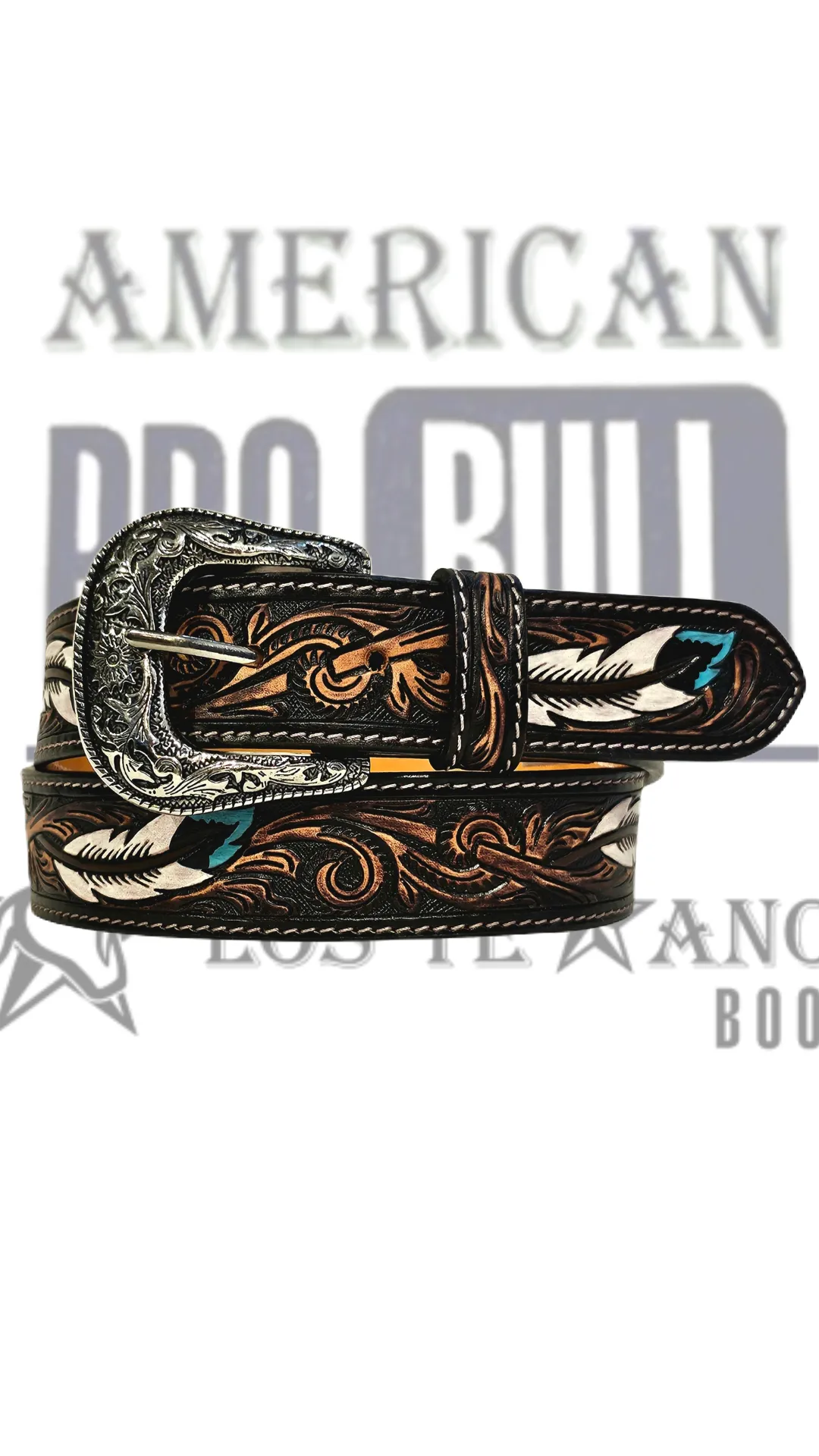 Cinturon cincelado con resacado negro American pro bull