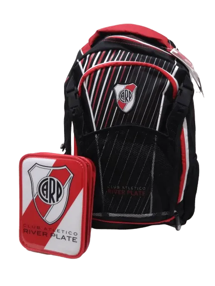Combo escolar River!! mochila 18 pulg+ cartuchera 2 pisos