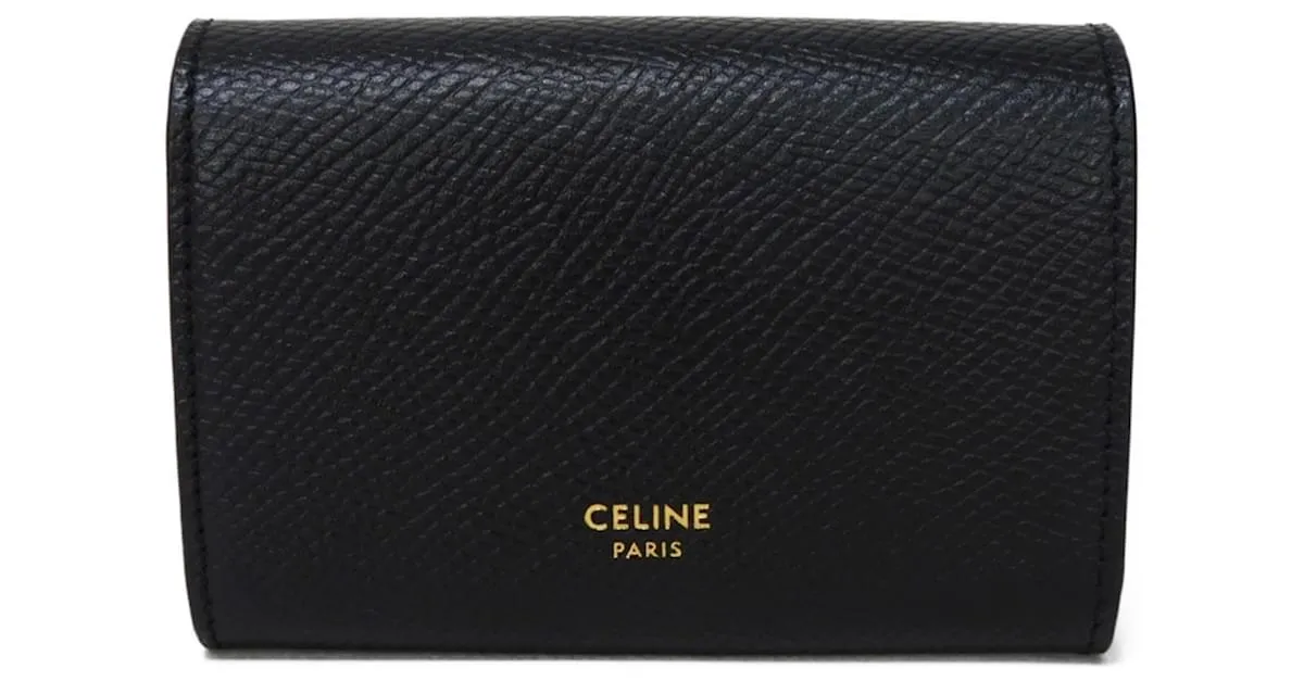Céline Tarjetero de cuero negro Celine 