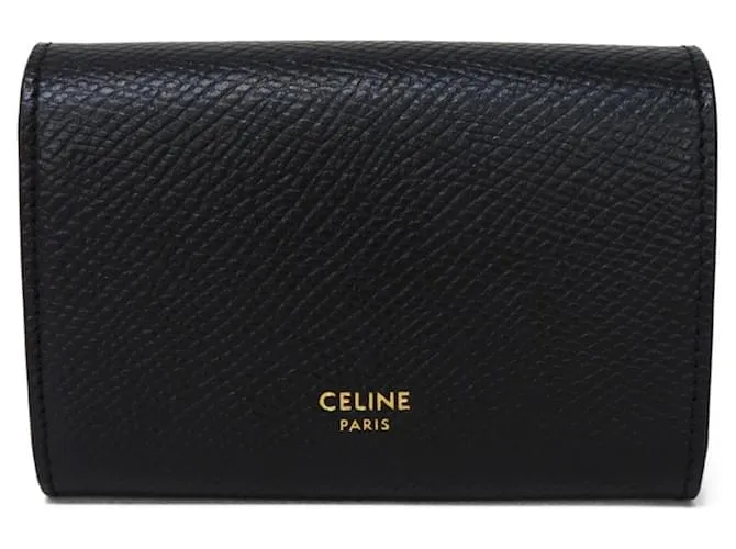 Céline Tarjetero de cuero negro Celine 