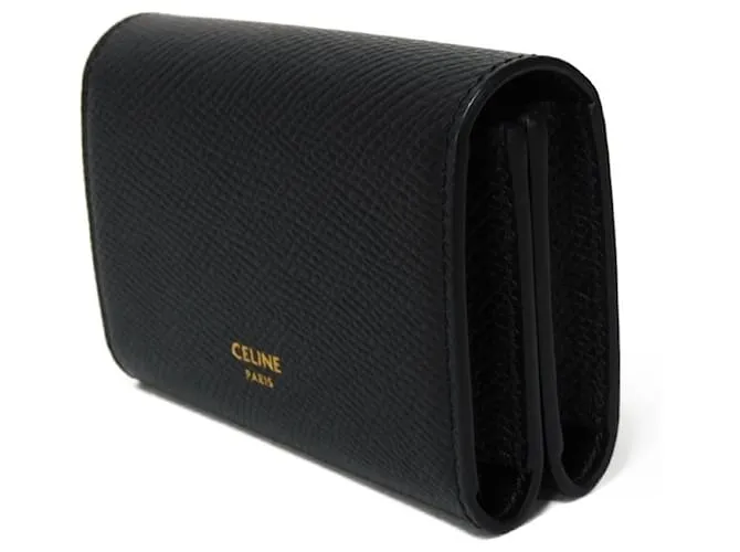 Céline Tarjetero de cuero negro Celine 