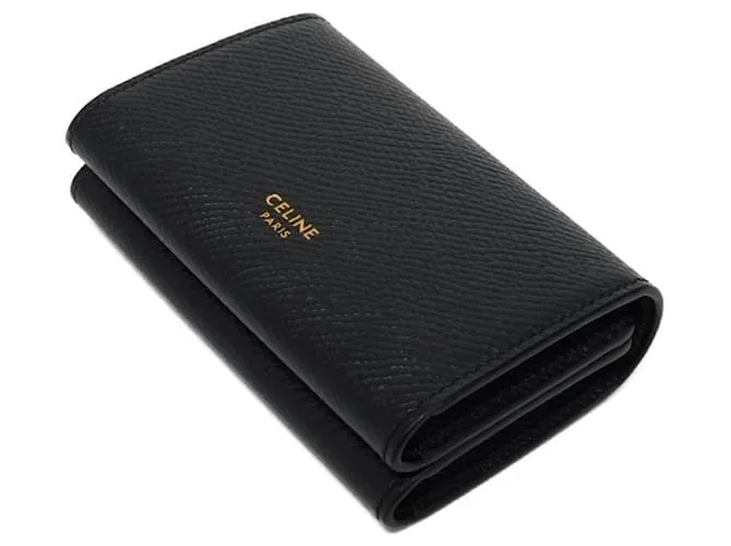Céline Tarjetero de cuero negro Celine 