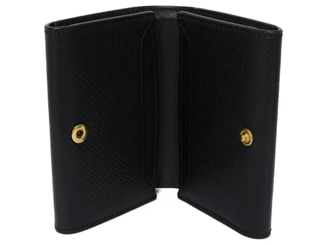 Céline Tarjetero de cuero negro Celine 