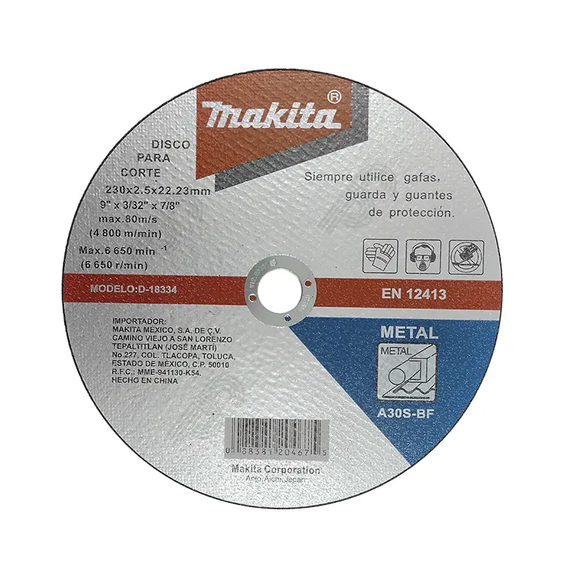DISCO PARA CORTE METAL MAKITA D18334 9 X 3/32 X 7/8 PULG