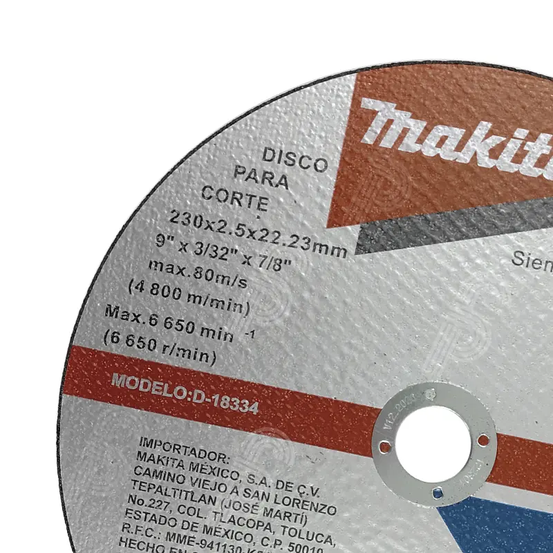 DISCO PARA CORTE METAL MAKITA D18334 9 X 3/32 X 7/8 PULG