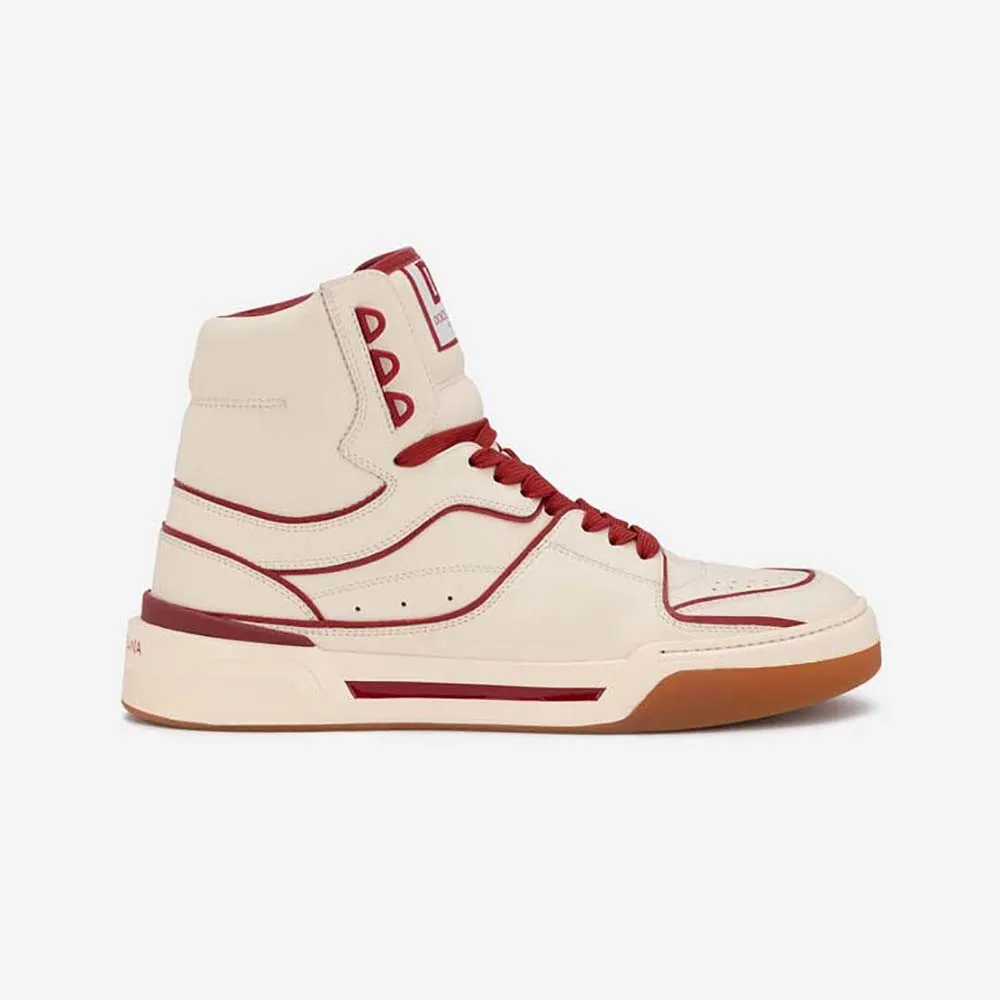 DOLCE GABBANA D&G ZAPATILLAS DE CAñA MEDIA UNISEX DE PIEL DE BECERRO NAPPA NEW ROMABEIGE