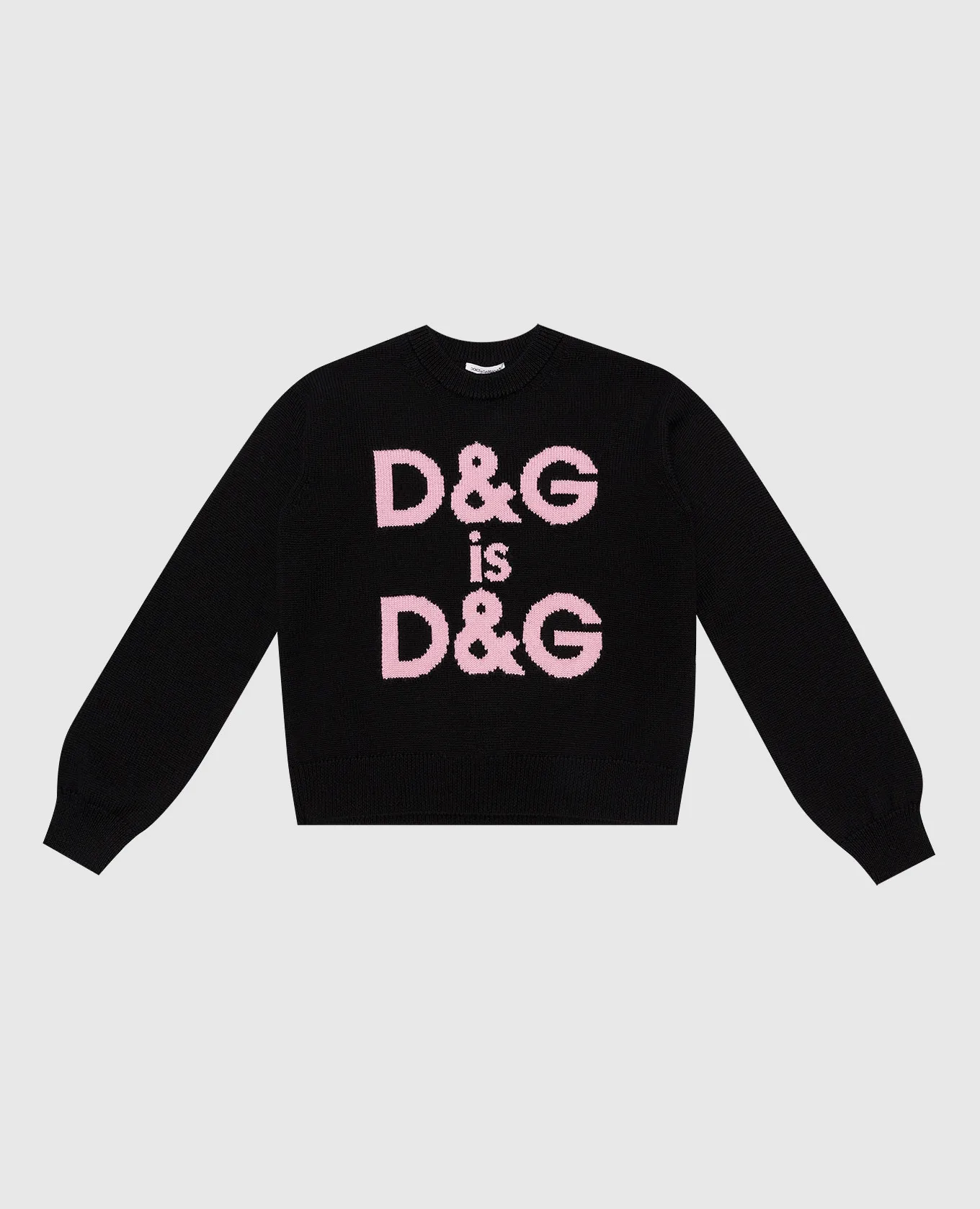 Dolce&Gabbana Children's black wool sweater with a logo pattern