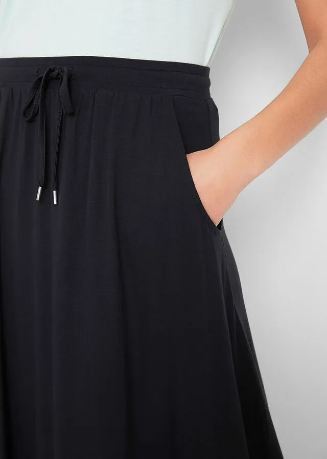 Falda de punto hasta la rodilla Negro