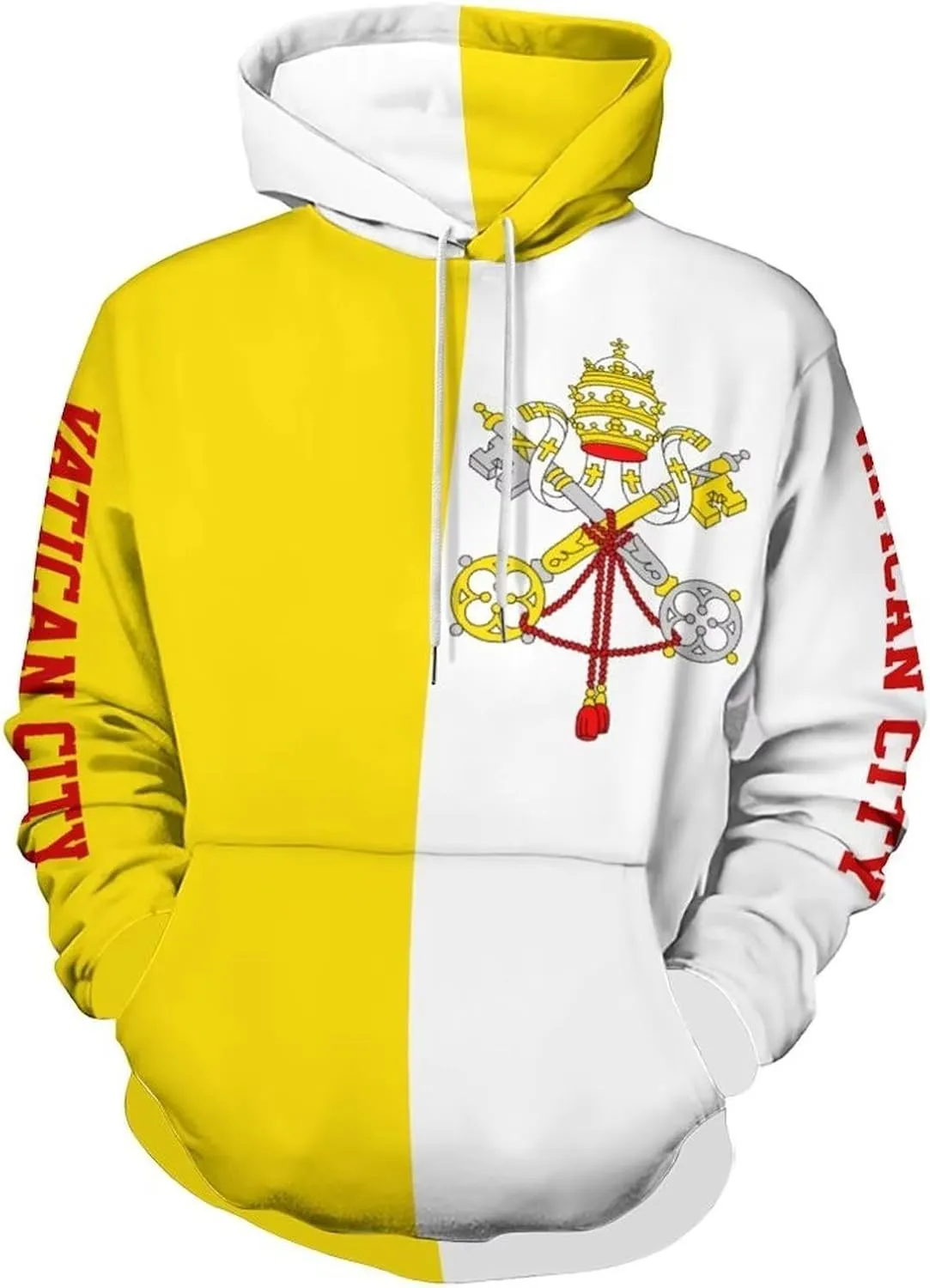 GONMFKM Sudadera con Capucha Y Cordón con Estampado De La Bandera De La Ciudad del Vaticano  Informal  De Manga Larga  De Gran T