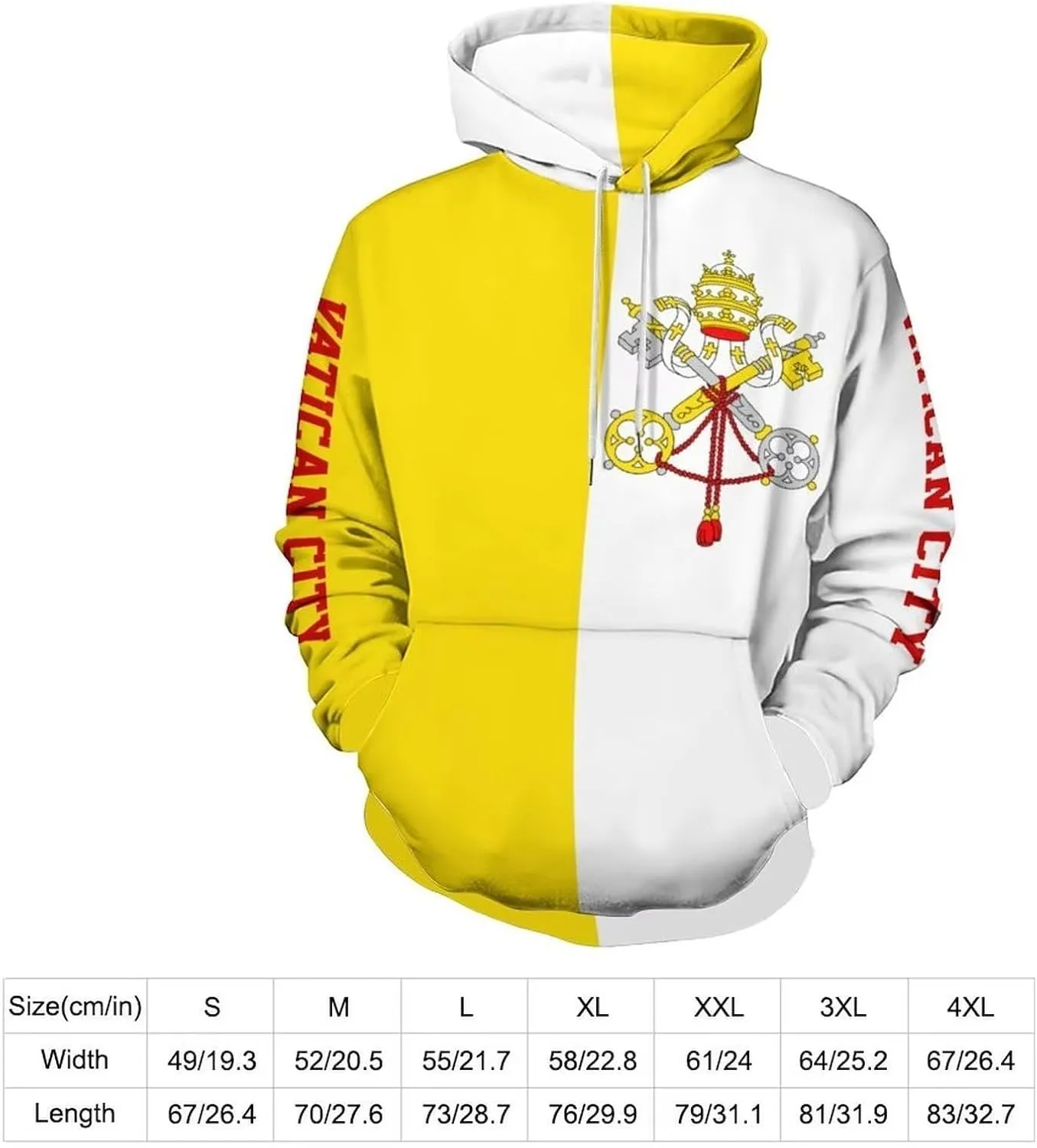 GONMFKM Sudadera con Capucha Y Cordón con Estampado De La Bandera De La Ciudad del Vaticano  Informal  De Manga Larga  De Gran T