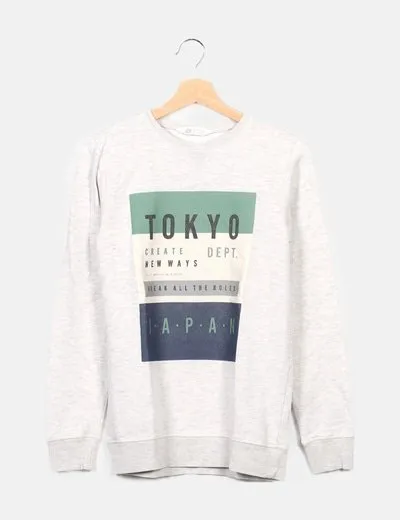 H&M Sudadera gris estampada
