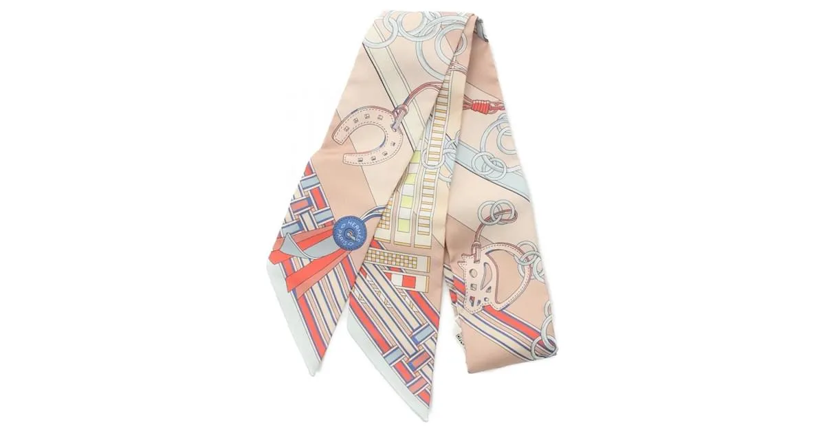 Hermès Twilly BRIDES ET GRIS Bufanda de seda Poodle Rosa Multicolor 