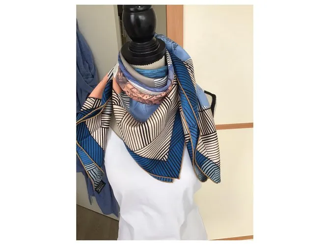 Hermès ómnibus y remix de juegos de damas blancas Azul marino 