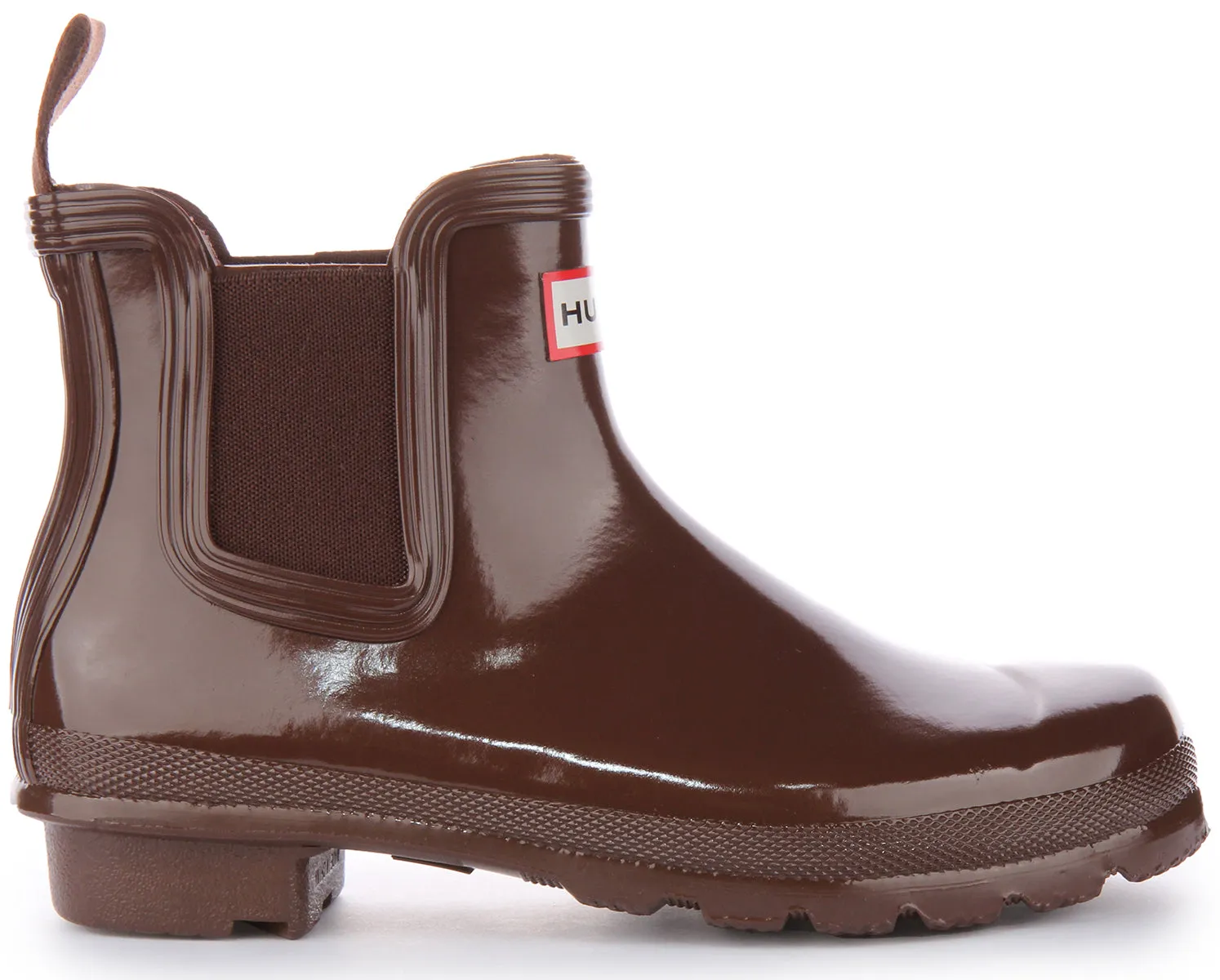 Hunter Original Bota chelsea brillante para mujer en marrón