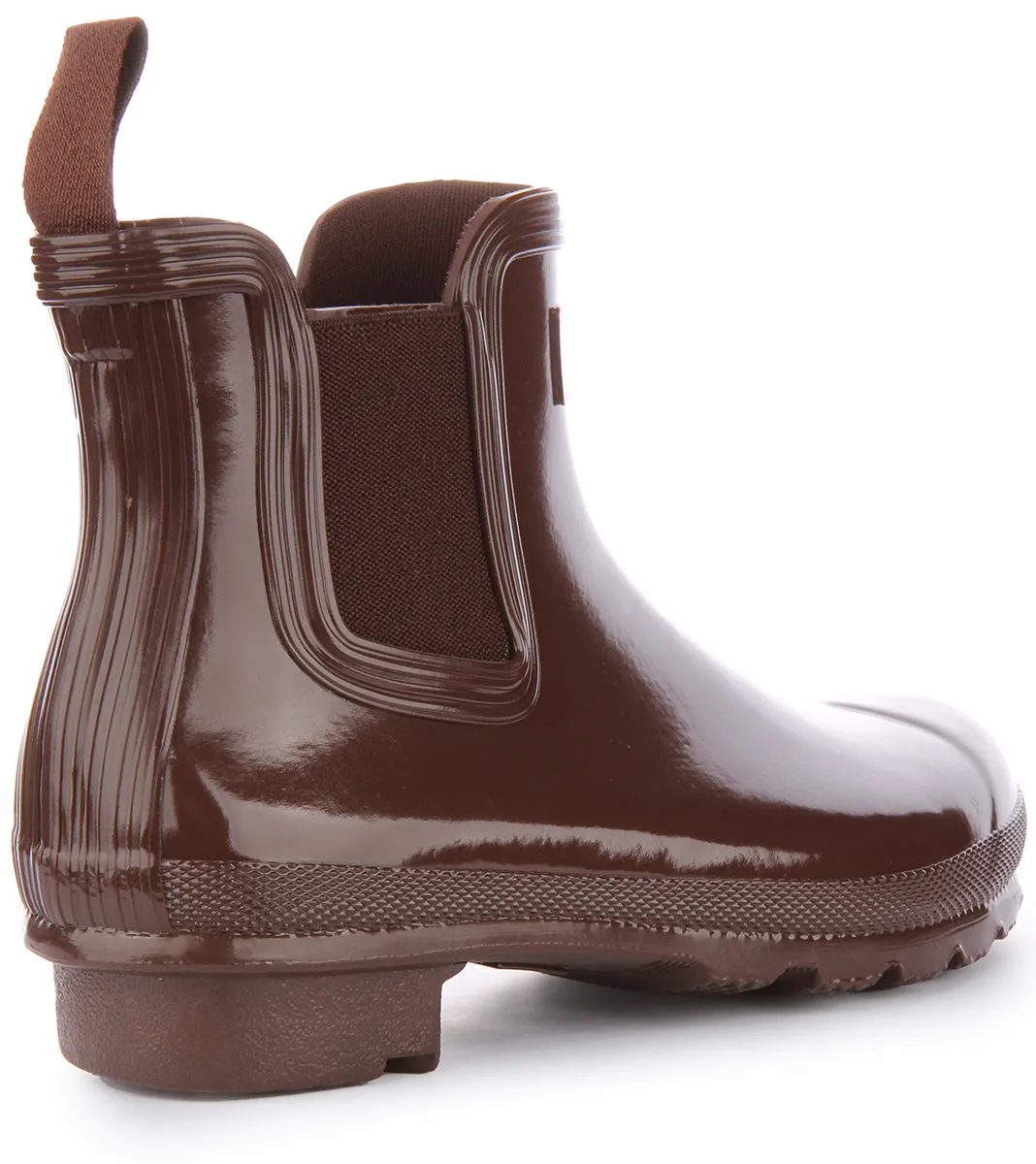 Hunter Original Bota chelsea brillante para mujer en marrón