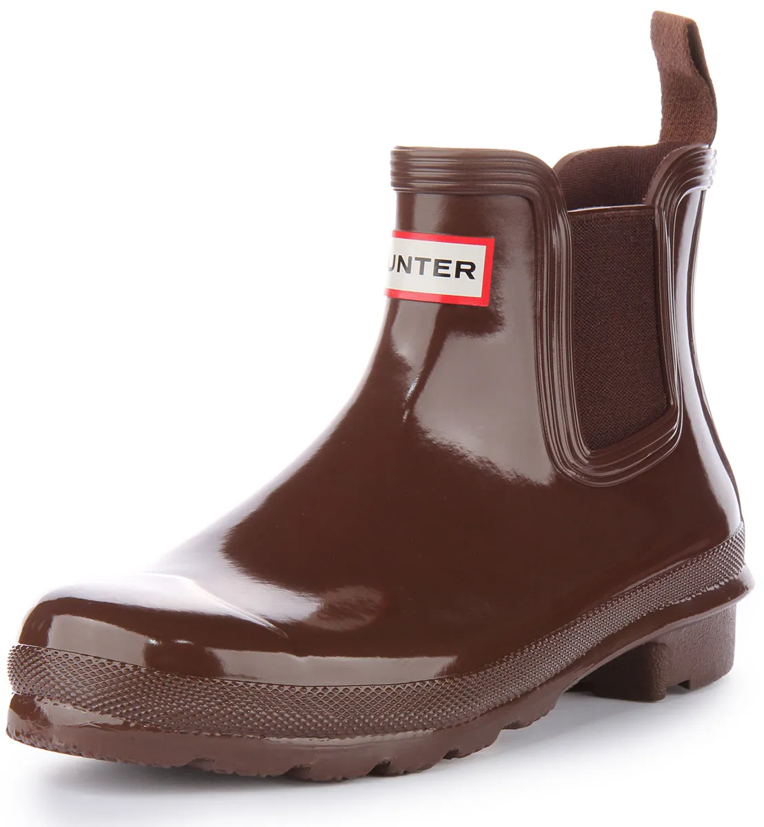 Hunter Original Bota chelsea brillante para mujer en marrón