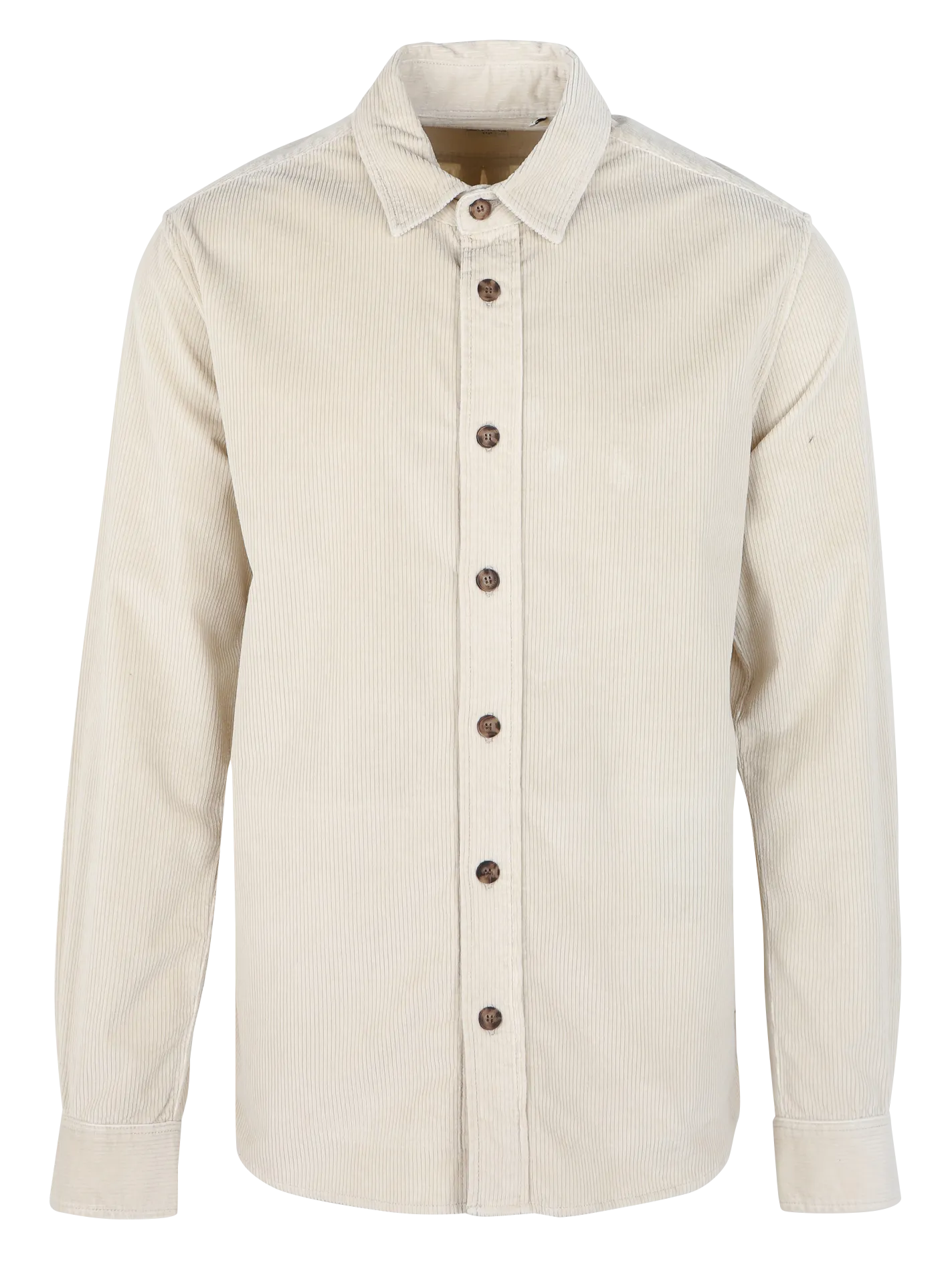 IKKS Camisa recta de algodón mezclado acanalado en beige