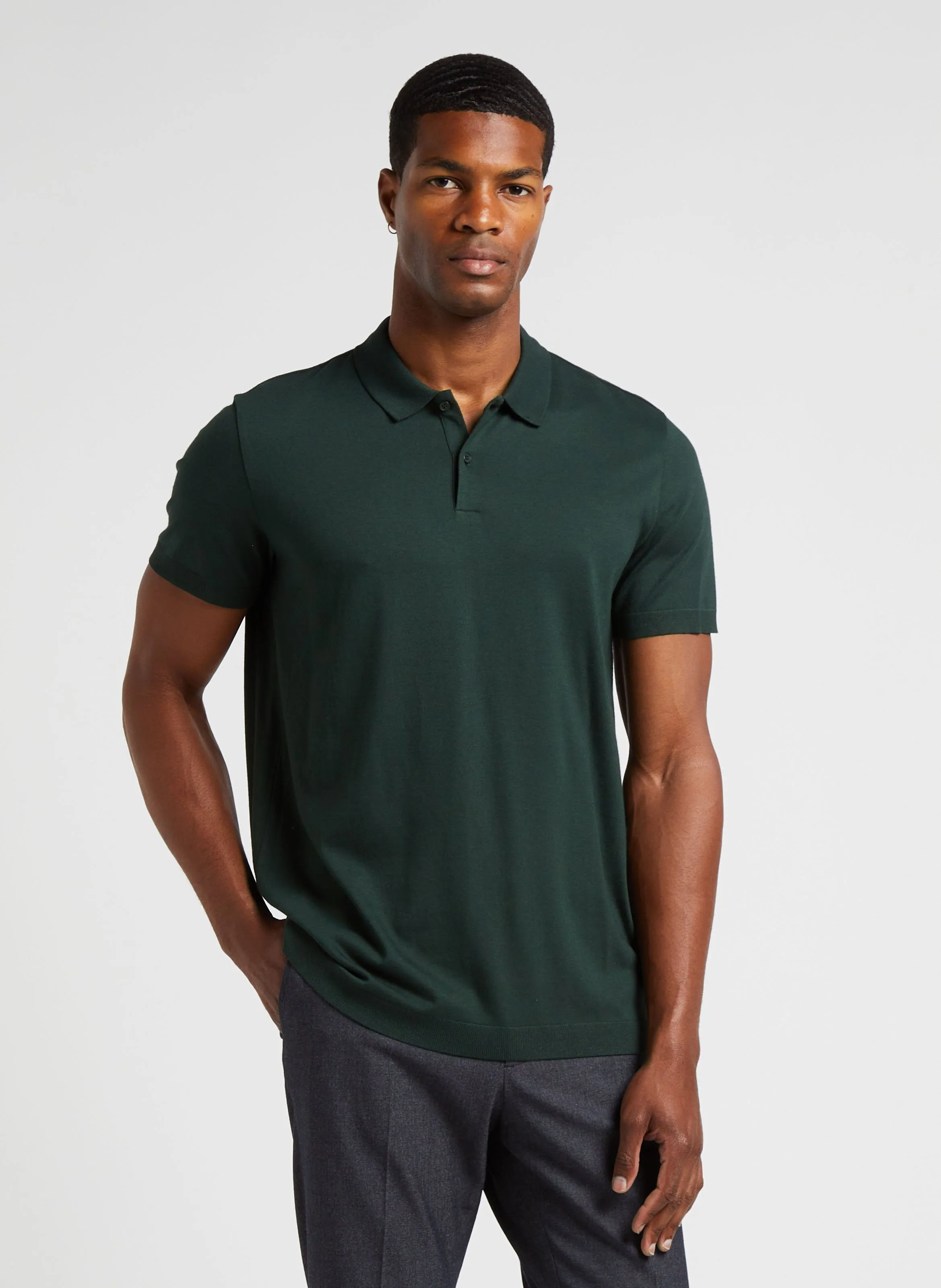 IKKS Polo de corte regular en mezcla de algodón en verde