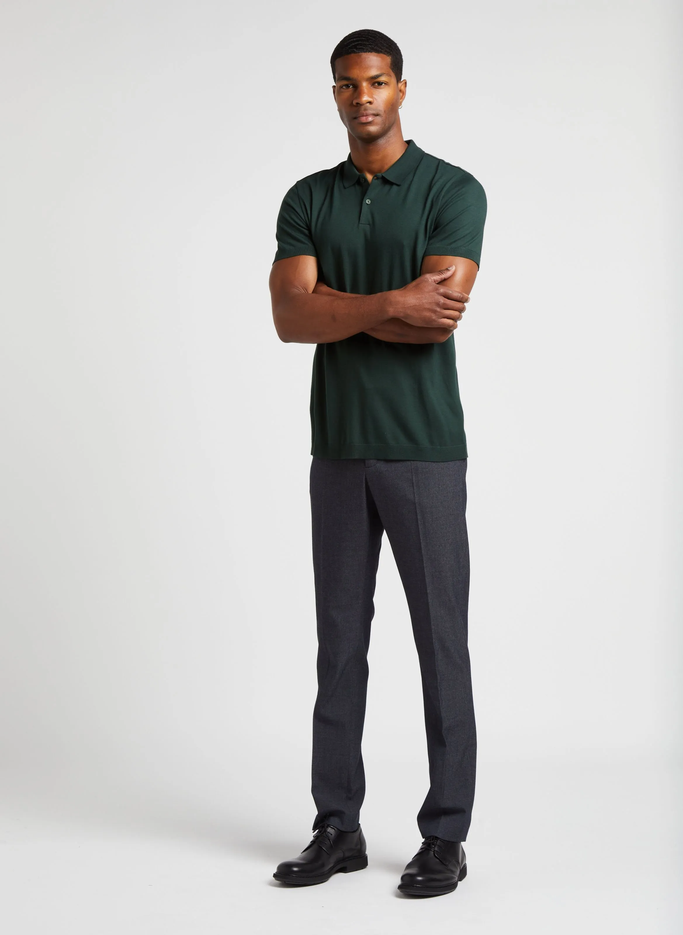 IKKS Polo de corte regular en mezcla de algodón en verde