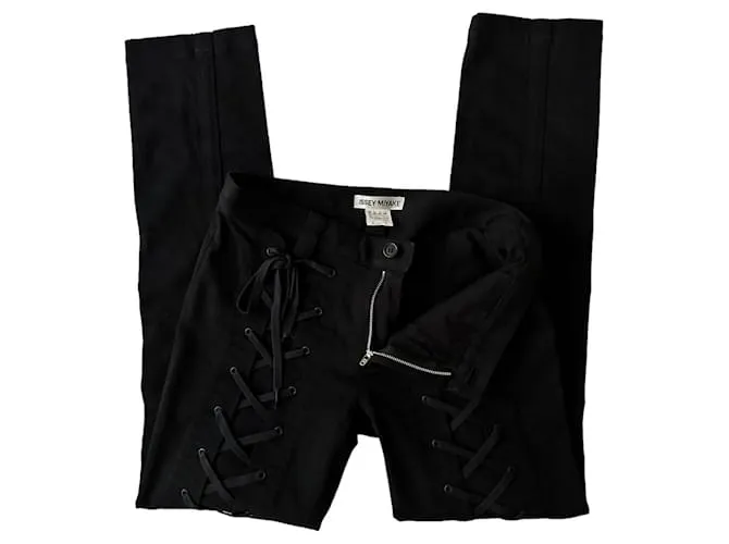Issey Miyake Pantalón corsé de denim de algodón negro 