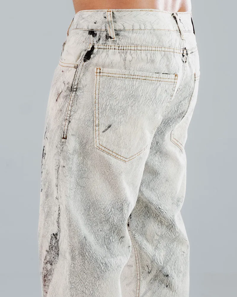 Jeans Regular Para Hombre Blanco Print
