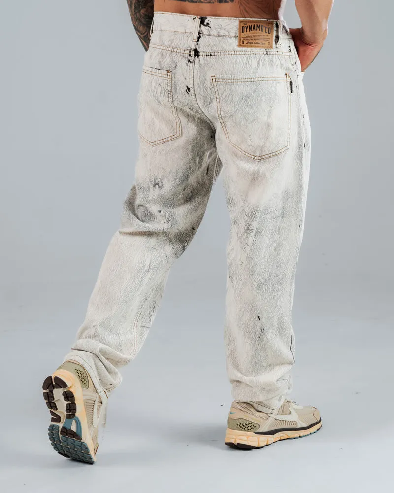 Jeans Regular Para Hombre Blanco Print