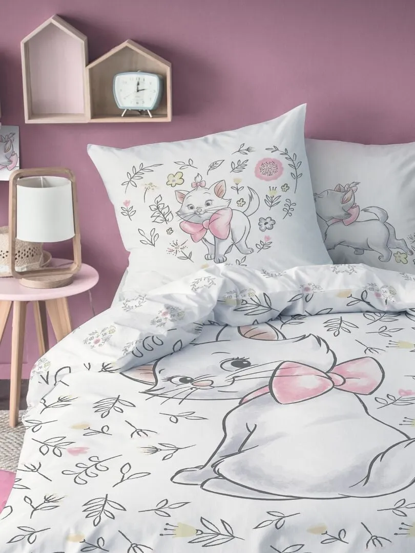 JUEGO DE CAMA 'LOS ARISTOGATOS'  INDIVIDUAL  BLANCO