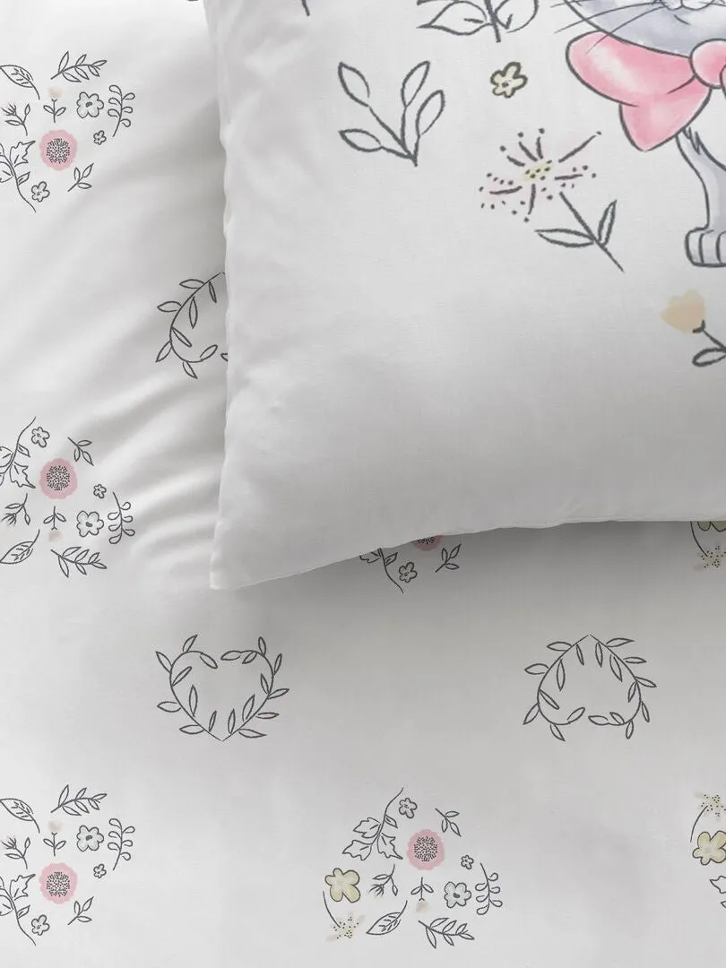 JUEGO DE CAMA 'LOS ARISTOGATOS'  INDIVIDUAL  BLANCO