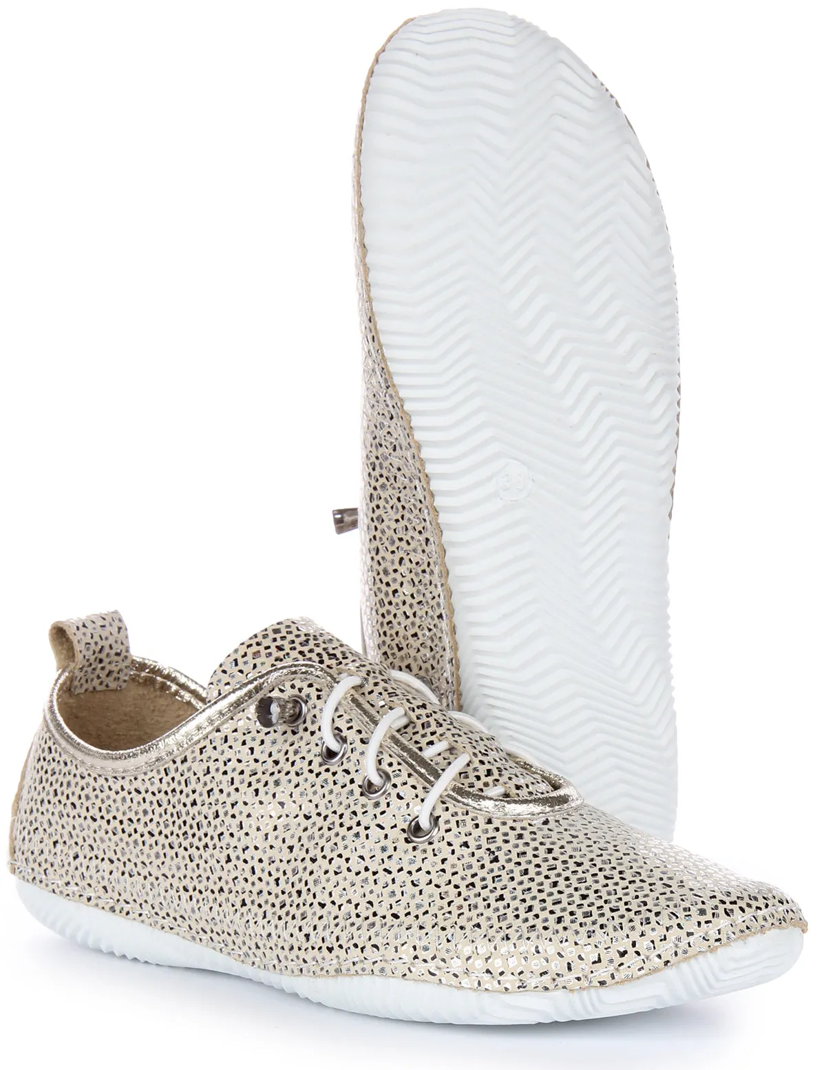 JUSTINREESS Lita Zapatillas casual de piel para mujer en marino